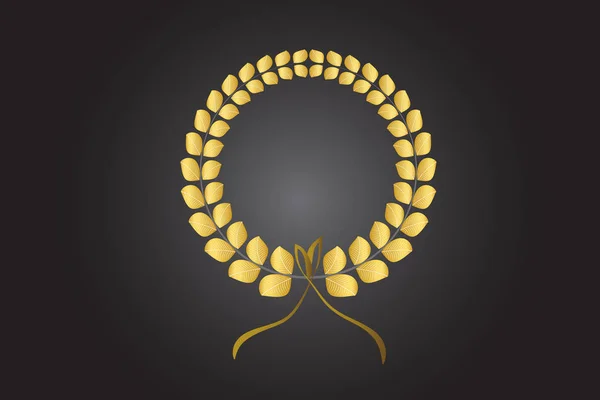 Oro decorazione corona di alloro — Vettoriale Stock