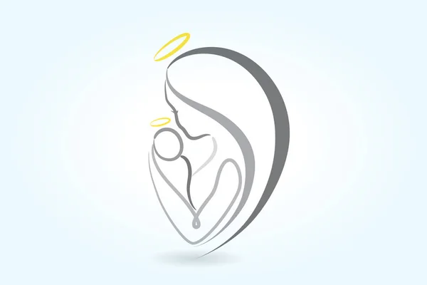 Вектор логотипа матери и сына — стоковый вектор