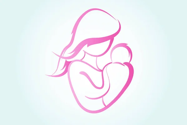 Mujer y bebé logo vector — Vector de stock