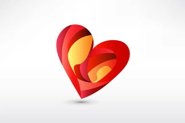 Family in a heart logo vector — Stock Vector