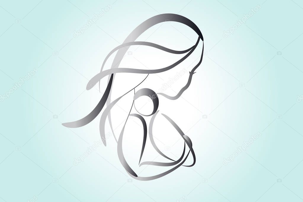 Woman and baby logo vector