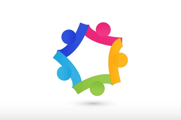 Logo tim memegang tangan kolaborasi dan membantu orang-orang - Stok Vektor