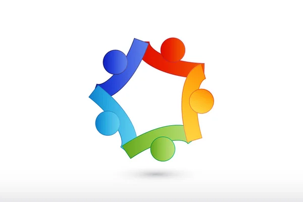Logotipo equipo de la mano de colaboración y ayudar a las personas — Vector de stock