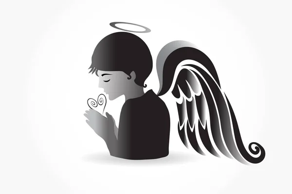 Angel se modlil s logem — Stockový vektor