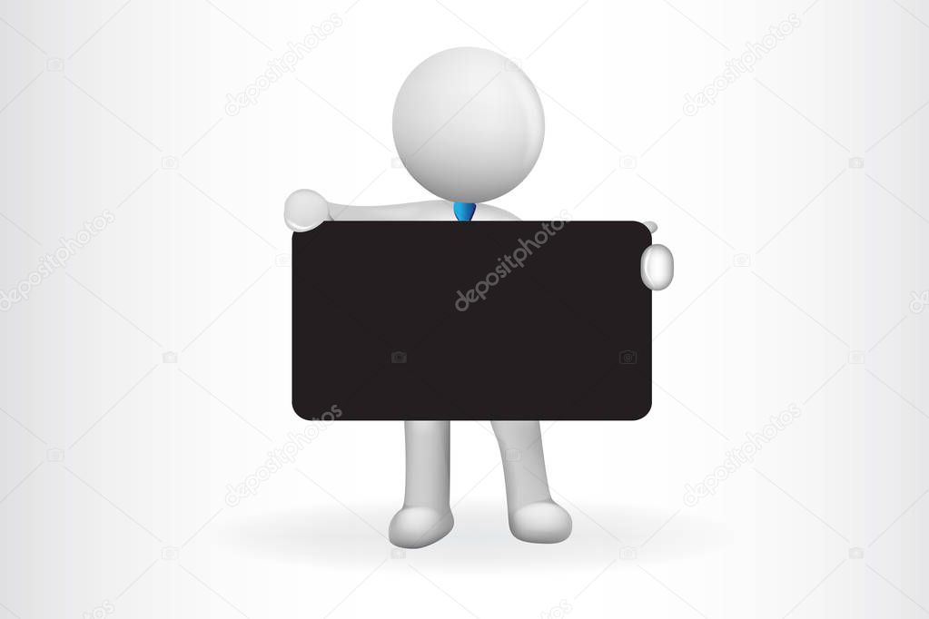 3d Small People holding a blackboard announcement vector image design