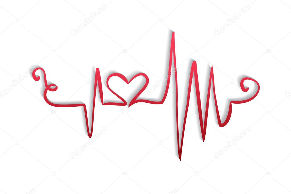 Happy valentines heartbeat pulse trace symbol vector image design