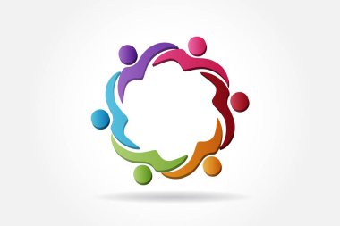 Sarılma vektör ümaj tasarımında logo takım çalışması iş adamları