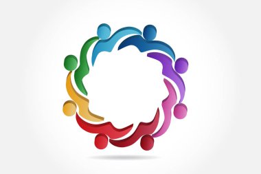 Sarılma vektörü görüntüsünde logo takım çalışması iş adamları 