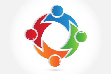 Sarılma simgesi vektöründeki logo takım çalışması kişileri