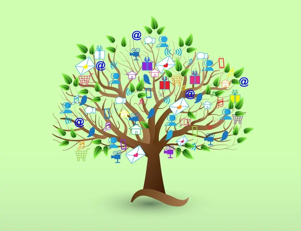 Árbol de negocios gente de medios sociales iconos logo — Vector de stock