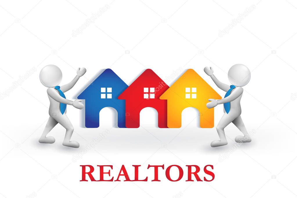 3D realtors selling houses vector image template