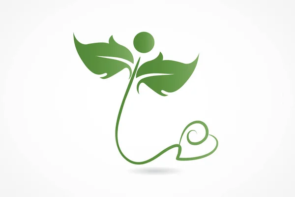 Logo kesehatan alam cinta hati daun - Stok Vektor