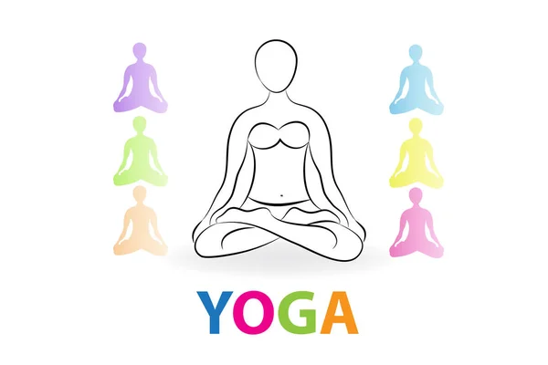 Conjunto de logo mujer yoga — Vector de stock