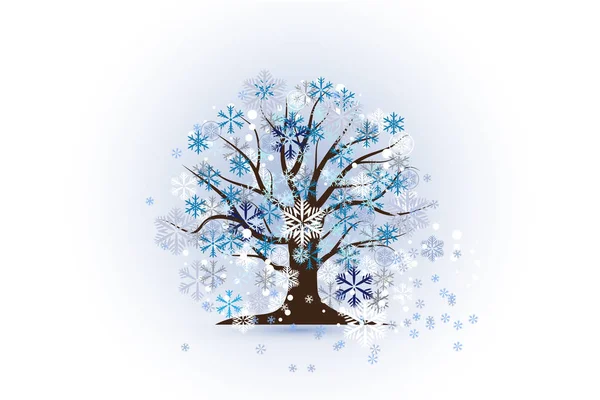 Árbol con copos de nieve de Navidad — Vector de stock