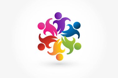 Logo takım çalışması iş insanları birlik ortakları kucaklaşmada arkadaşlık