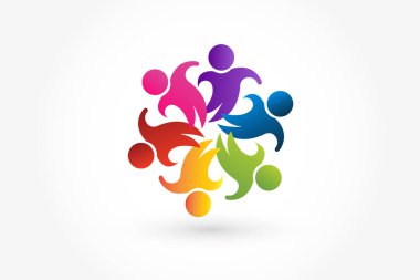 Logo takım çalışması iş insanları birlik ortakları kucaklaşmada arkadaşlık