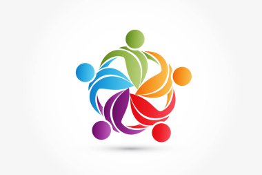 Logo takım çalışması ekoloji yapraklar insanlar 