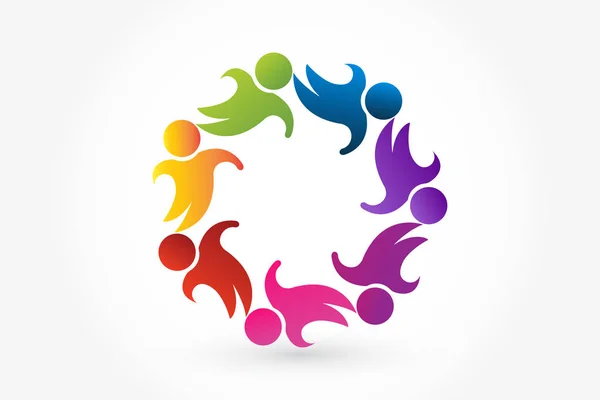 Logo travail d'équipe gens d'affaires unité partenaires amitié dans un câlin — Image vectorielle