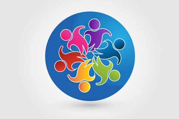 Logo lavoro di squadra uomini d'affari unità partner amicizia in un abbraccio — Vettoriale Stock