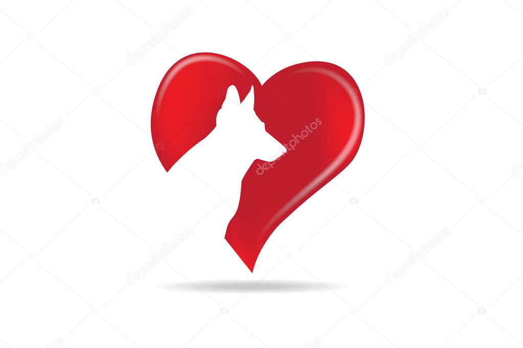 Logo german shepherd dog heart vector image
