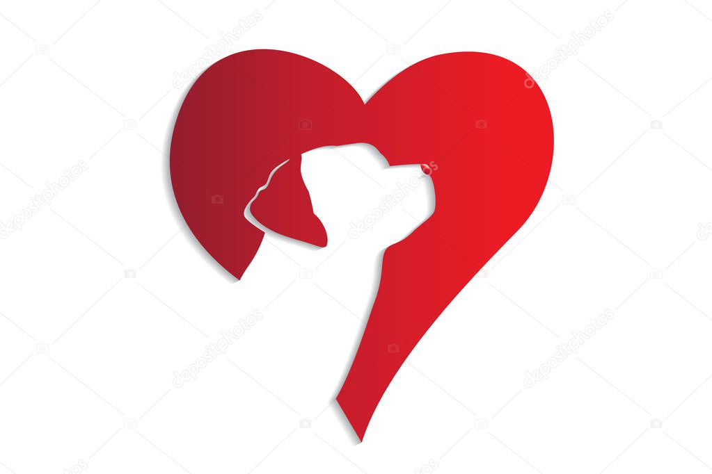 Logo dog love heart vector image design