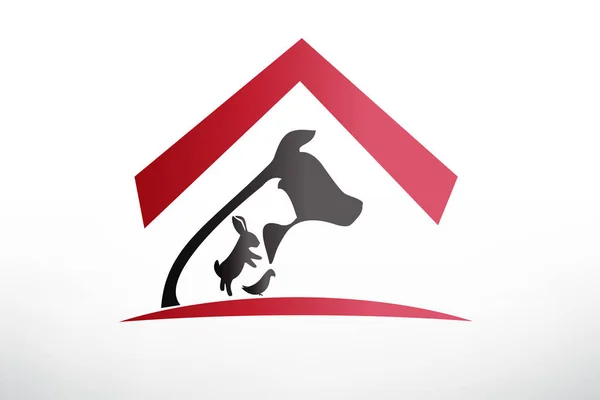 Logotipo de la casa veterinaria para perros, gatos y conejos — Vector de stock