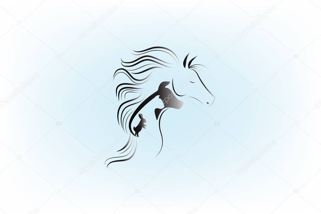 Pets logo icon vector silhouette graphic design