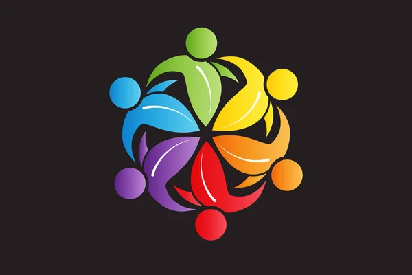 Logo teamwork økologi sunde natur mennesker – Stock-vektor