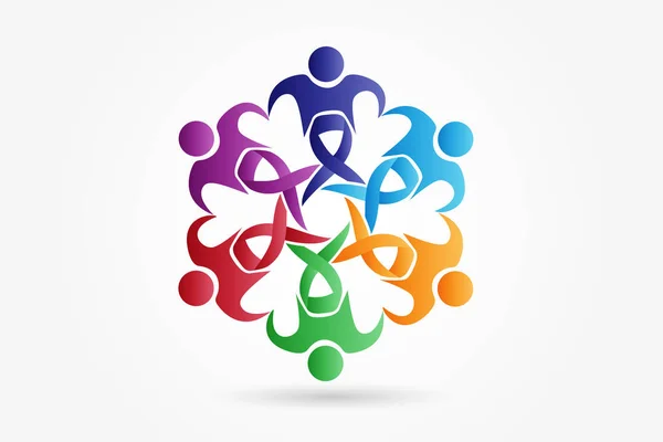 Bewusstsein Teamarbeit Menschen Logo Vektor — Stockvektor