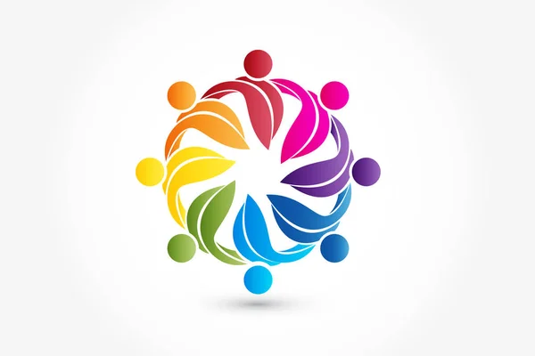 Logo travail d'équipe écologie santé nature gens — Image vectorielle