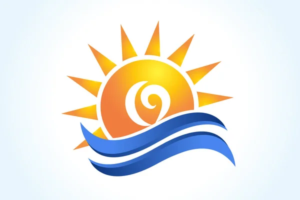 Logo zonne golven — Stockvector