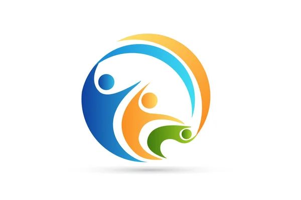 Travail d'équipe partenaires heureux logo d'entreprise icône — Image vectorielle