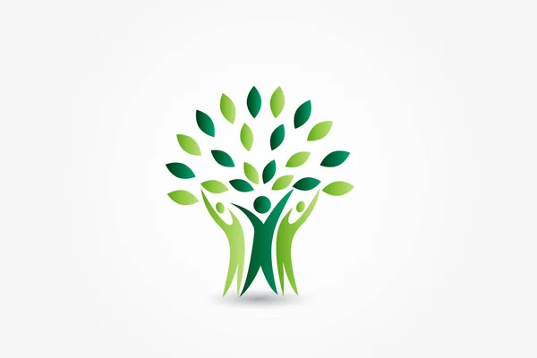 Árbol ecología gente logo — Vector de stock