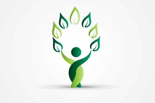 Ağaç sağlığı doğa insanlar logosu — Stok Vektör