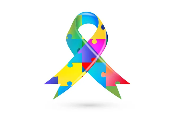 Autism puzzle ribbon — Stock Vector