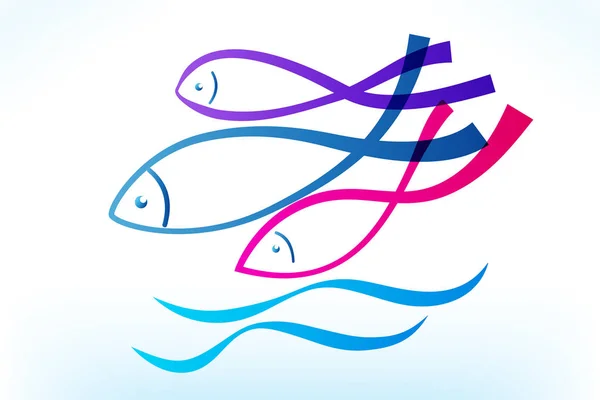 Färgad Fish and Sea Identity visitkort — Stock vektor