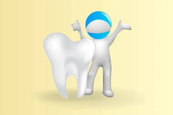 3D lékař muž s logem zdravého zubu — Stockový vektor