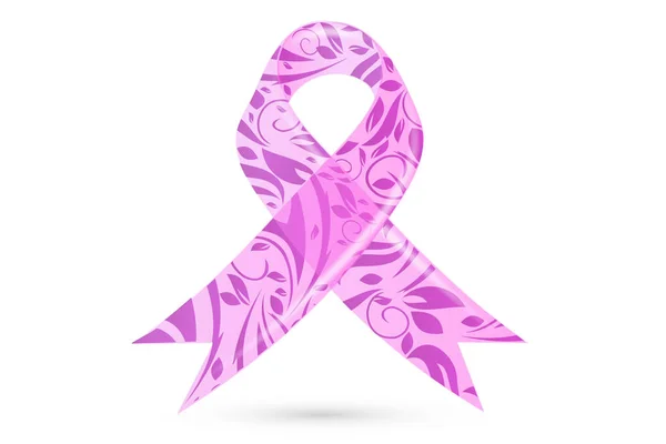 Roze borstkanker lint Floral logo — Stockvector