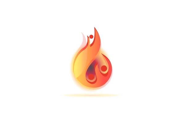 Fuego llamas personas logo vector de imagen — Archivo Imágenes Vectoriales