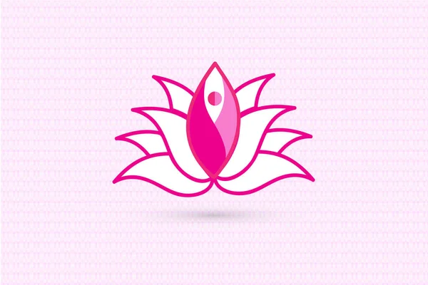 Lotus flor yoga hombre logo vector — Archivo Imágenes Vectoriales