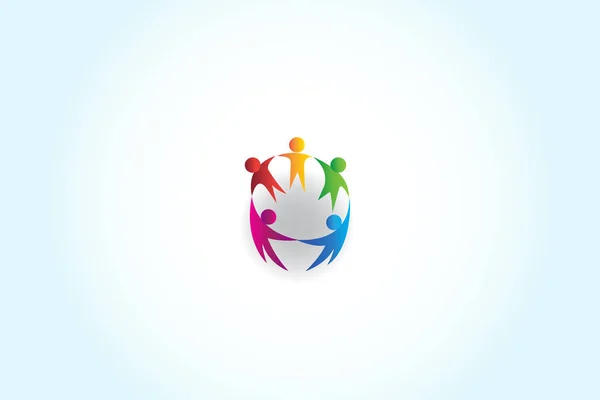 Логотип командная работа единство деловых людей, держащихся за руки — стоковый вектор