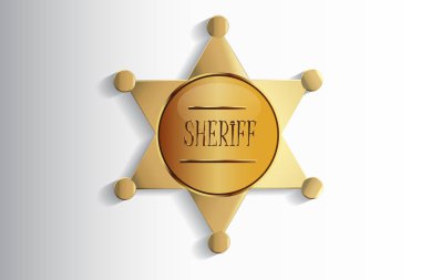 Şerif Rozet Insignia Gold Star Logo Vektör Resim Tasarımı Sembol Logotype