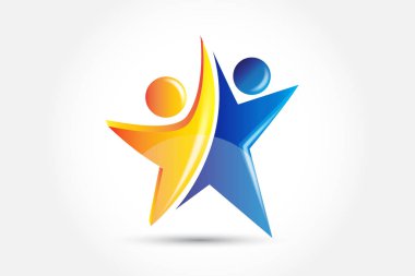 Logo başarı eğitim insanlar yıldız şekli simgesi vektör