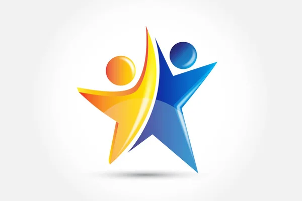 Επιτυχία λογότυπου εκπαιδευτικά άτομα αστέρι σχήμα εικονίδιο διάνυσμα — Διανυσματικό Αρχείο