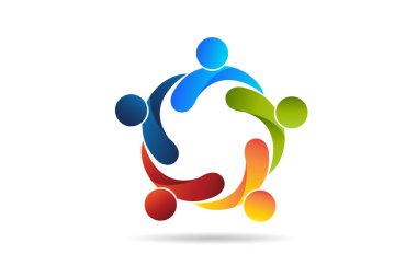 Logo takım çalışması iş renkli insanlar birlik ortakları vektör