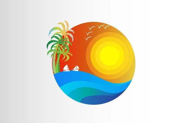 太阳和波浪热带标志身份证载体 — 图库矢量图片