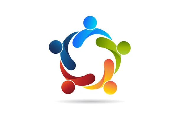 Logo takım çalışması iş renkli insanlar birlik ortakları vektör — Stok Vektör