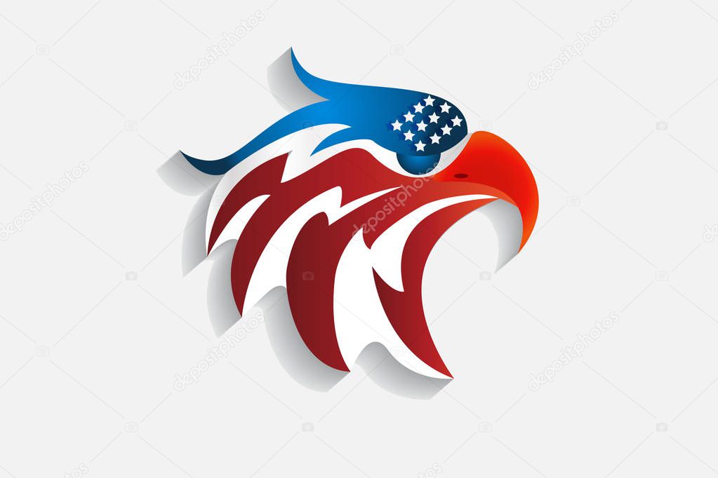 Bald Eagle American USA Flag icon logo vector image design