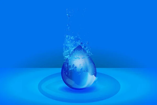 Σταγόνα νερού που πέφτει από το γαλάζιο διανυσματικό πρότυπο εικόνας — Διανυσματικό Αρχείο