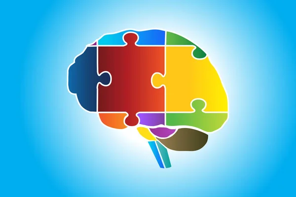 Puzzle cerveau logo vecteur — Image vectorielle